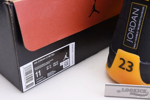 1st Kicks 130690-070 Jordan Gold Air Black Retro 12 University 0714